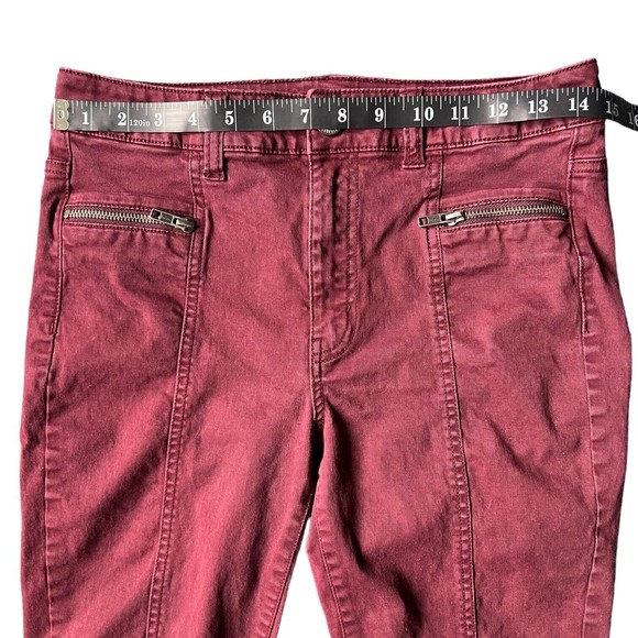 American Eagle Hi-Rise Jegging Women's Size 6 Maroon Moto Ankle Zip Red Stretch - Picture 5 of 16
